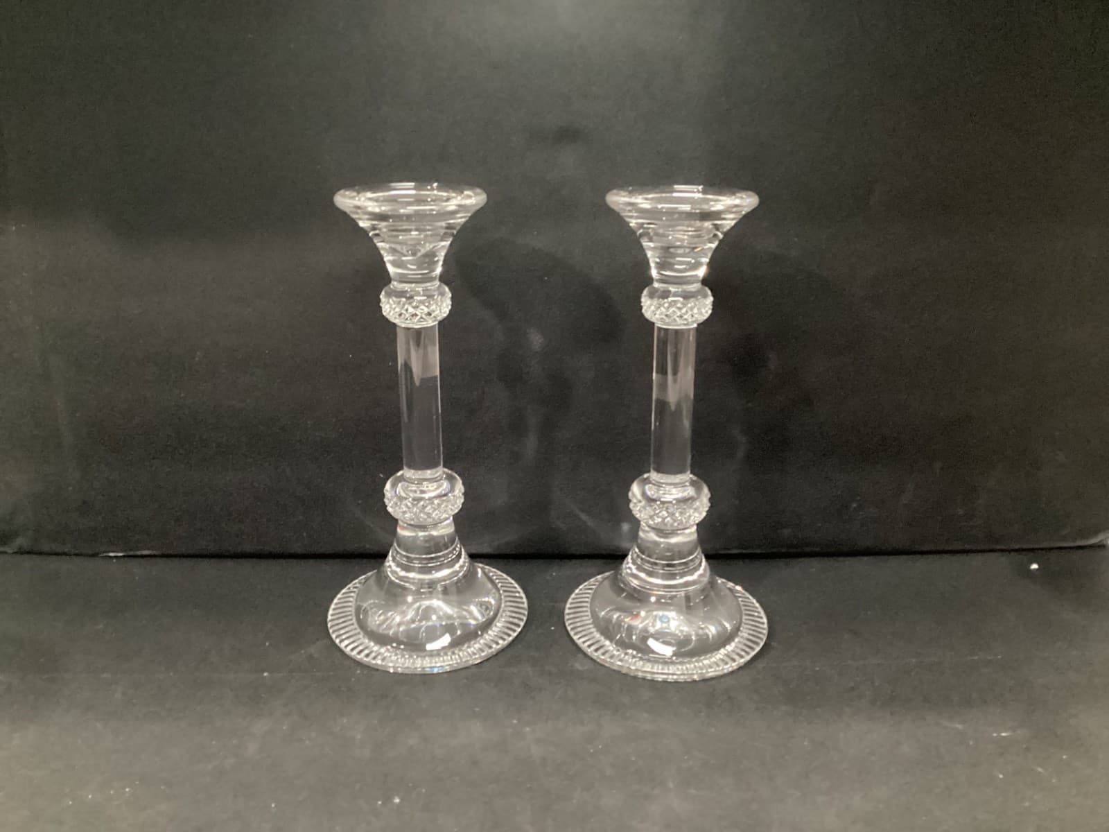 Pair of Crystal Candle Holders 9 1/2 inches Tall & Elegant - Thumbnail 6