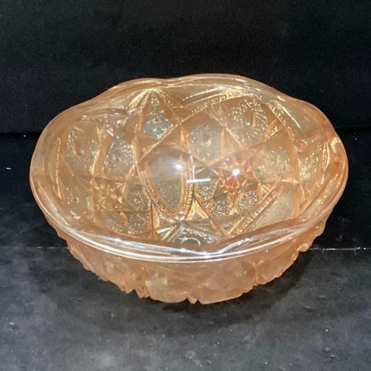 Imperial Glass Marigold Serving Bowl, Vintage Iridescent Carnival Glassware - Thumbnail 3