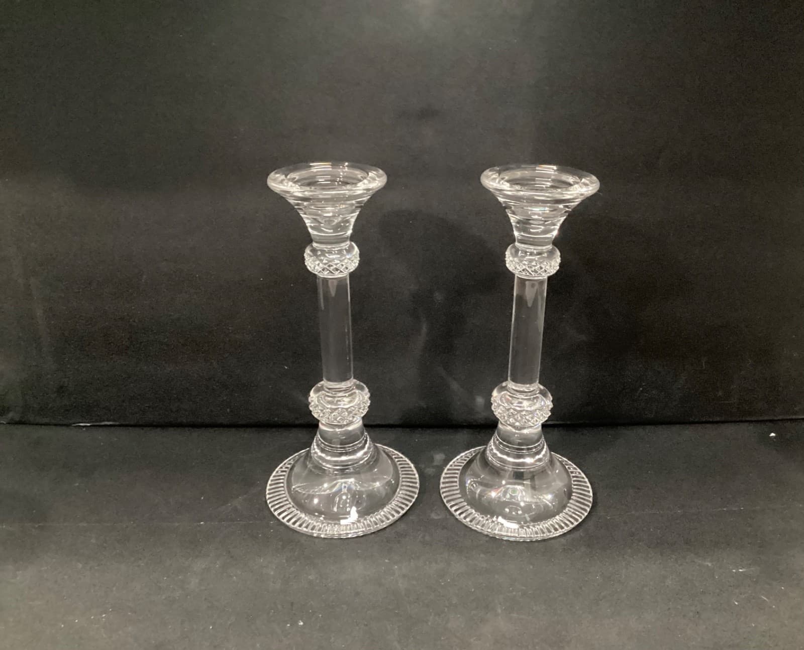 Pair of Crystal Candle Holders 9 1/2 inches Tall & Elegant - Thumbnail 9