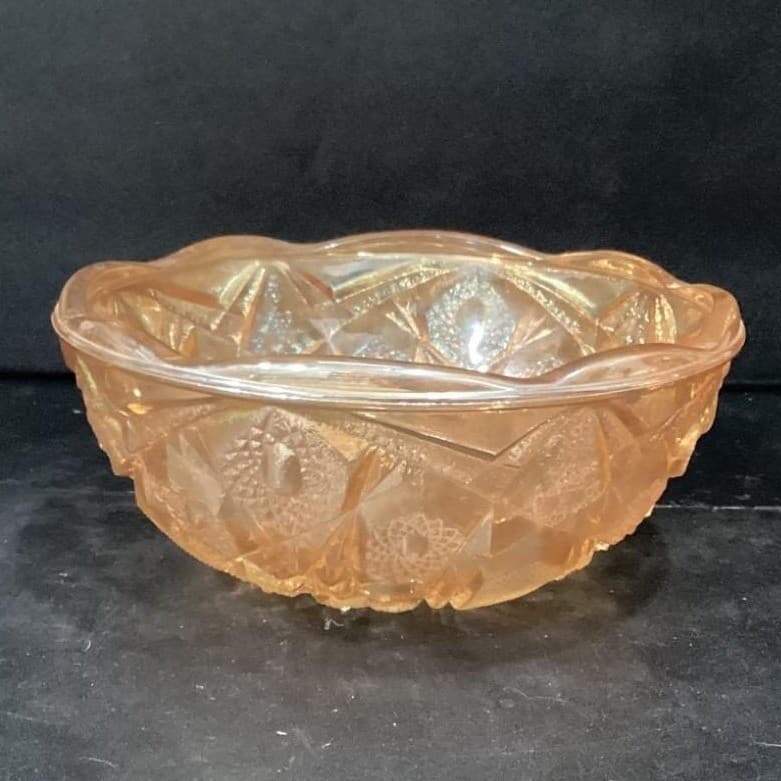 Imperial Glass Marigold Serving Bowl, Vintage Iridescent Carnival Glassware - Thumbnail 10