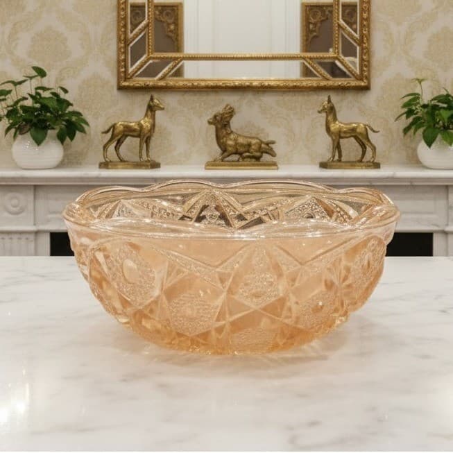 Imperial Glass Marigold Serving Bowl, Vintage Iridescent Carnival Glassware