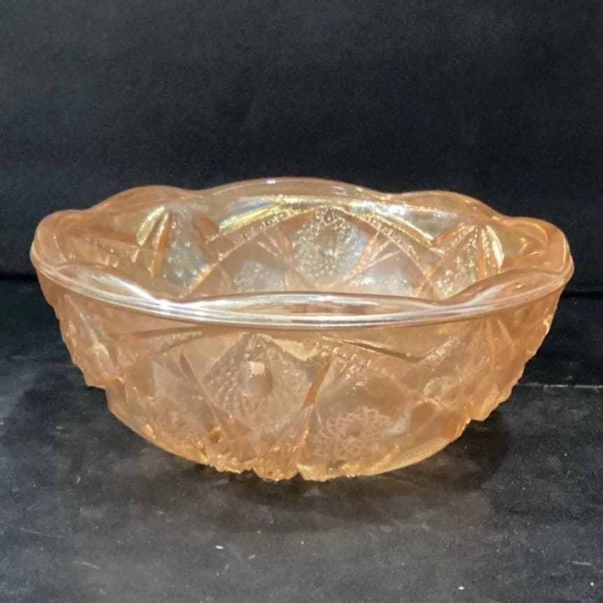 Imperial Glass Marigold Serving Bowl, Vintage Iridescent Carnival Glassware - Thumbnail 11