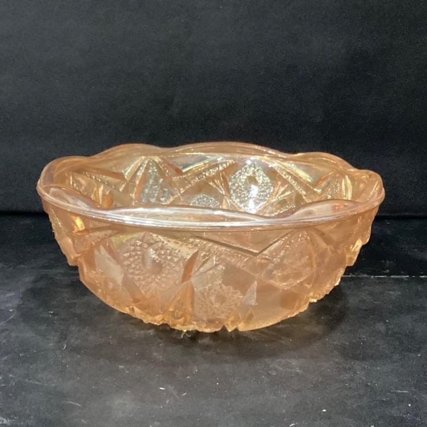Imperial Glass Marigold Serving Bowl, Vintage Iridescent Carnival Glassware - Thumbnail 9