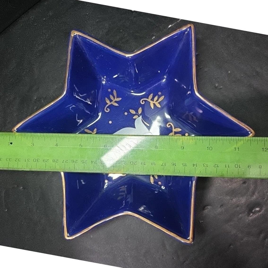 Palm Tree Co Hand-Painted Star Of David Bowl, Vintage Dove & Olive Branch Design - Thumbnail 2