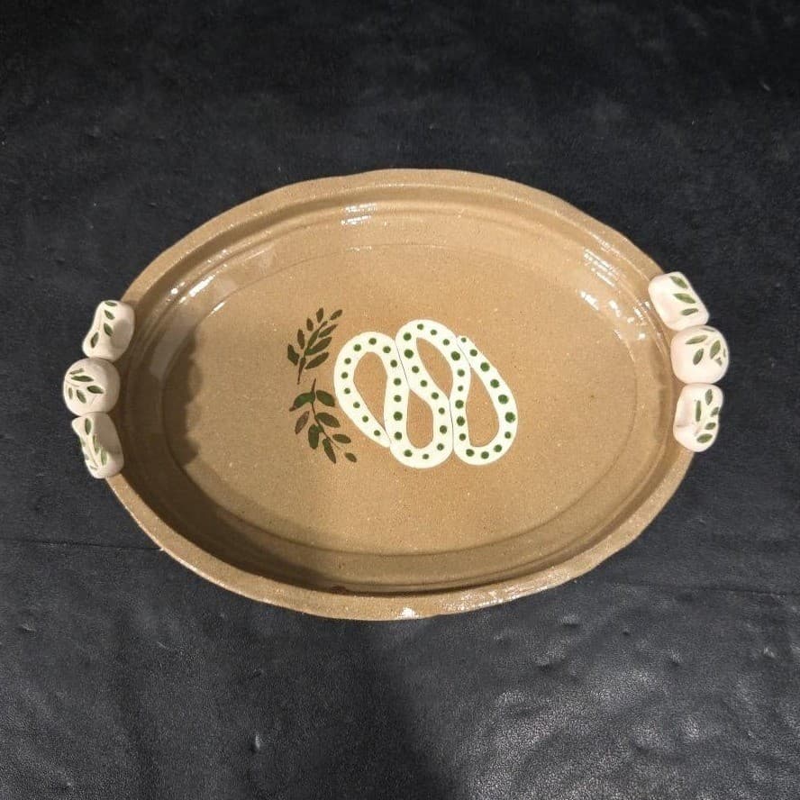 Michoacán Style Mexican Redware Trinket Dish, Vintage Handmade Tray, Centerpiece - Thumbnail 2