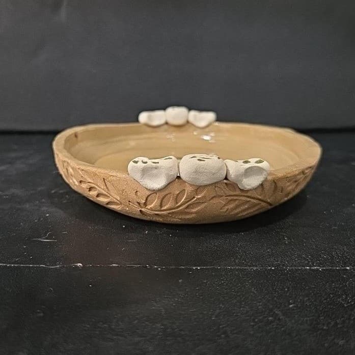Michoacán Style Mexican Redware Trinket Dish, Vintage Handmade Tray, Centerpiece - Thumbnail 6
