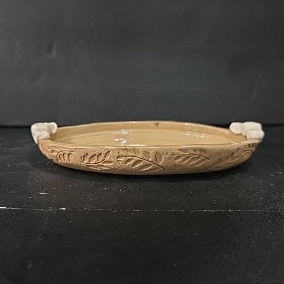Michoacán Style Mexican Redware Trinket Dish, Vintage Handmade Tray, Centerpiece - Thumbnail 7