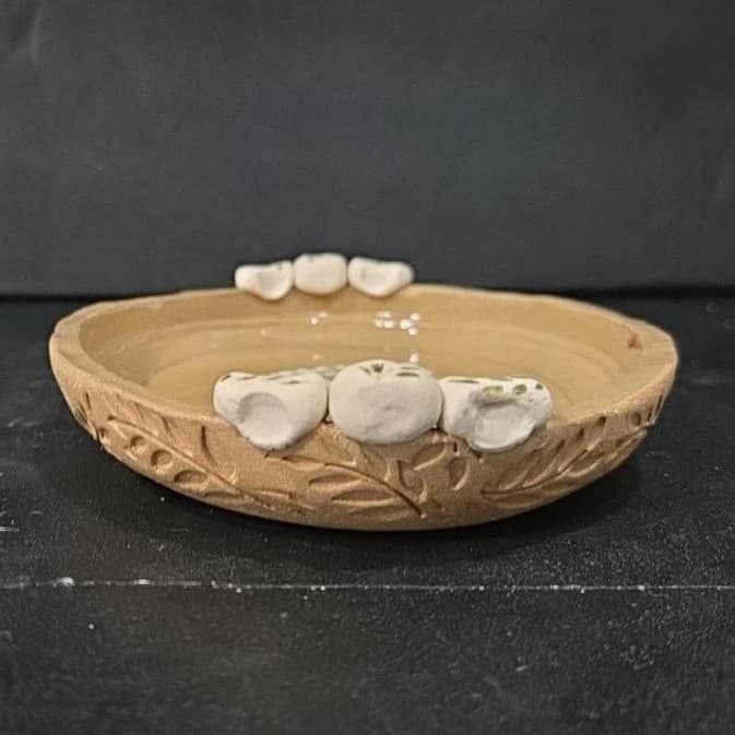 Michoacán Style Mexican Redware Trinket Dish, Vintage Handmade Tray, Centerpiece - Thumbnail 8