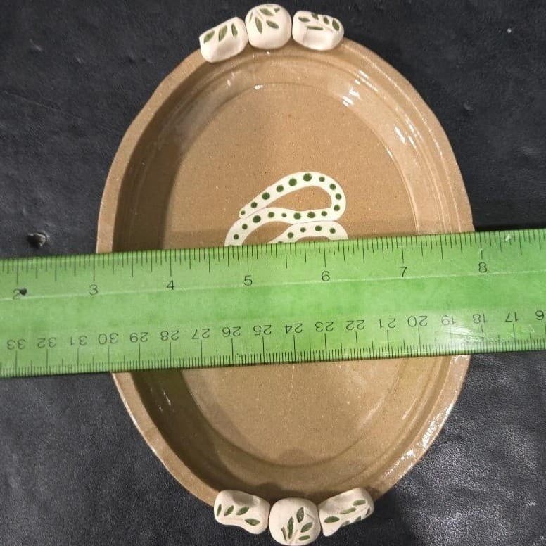 Michoacán Style Mexican Redware Trinket Dish, Vintage Handmade Tray, Centerpiece - Thumbnail 10