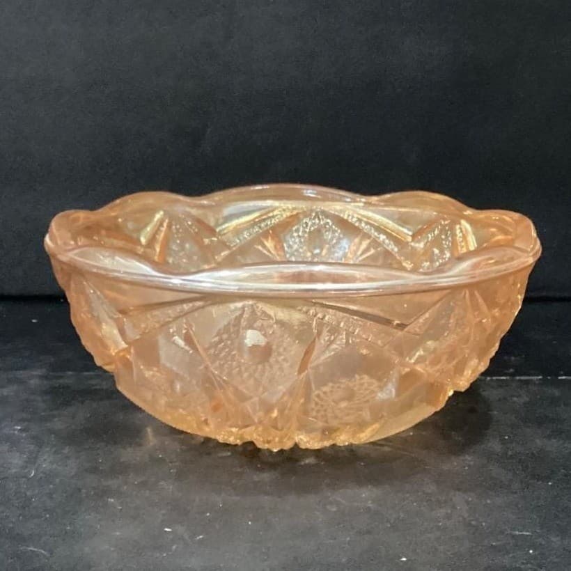 Imperial Glass Marigold Serving Bowl, Vintage Iridescent Carnival Glassware - Thumbnail 8