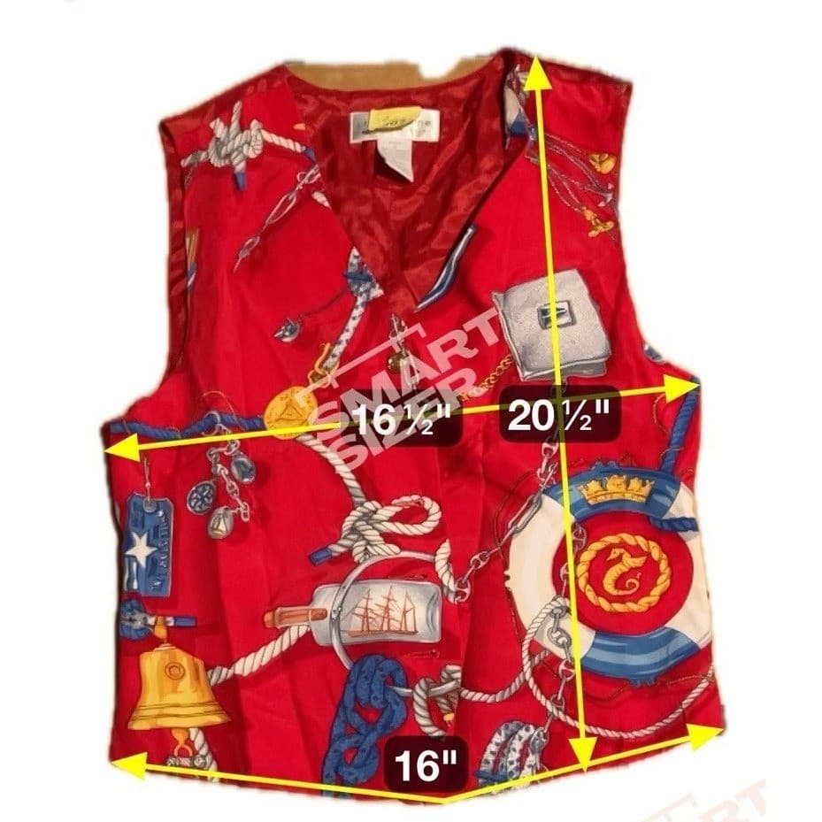 Liz Claiborne Petite Red Nautical Novelty Print Vest Gold Buttons, Women's Sz PS - Thumbnail 2