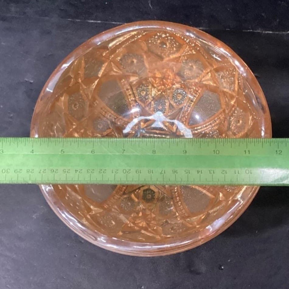 Imperial Glass Marigold Serving Bowl, Vintage Iridescent Carnival Glassware - Thumbnail 7