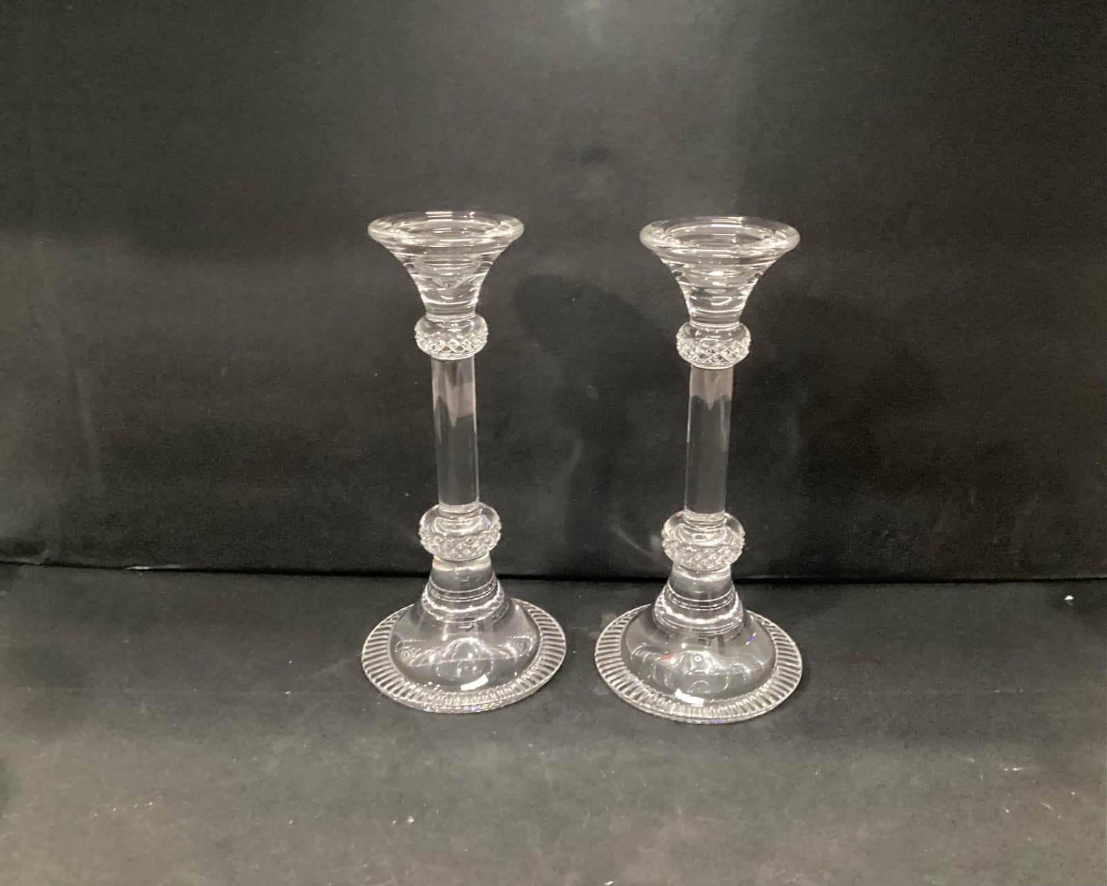 Pair of Crystal Candle Holders 9 1/2 inches Tall & Elegant - Thumbnail 8