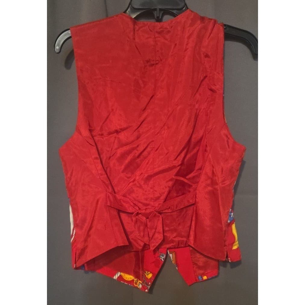 Liz Claiborne Petite Red Nautical Novelty Print Vest Gold Buttons, Women's Sz PS - Thumbnail 4