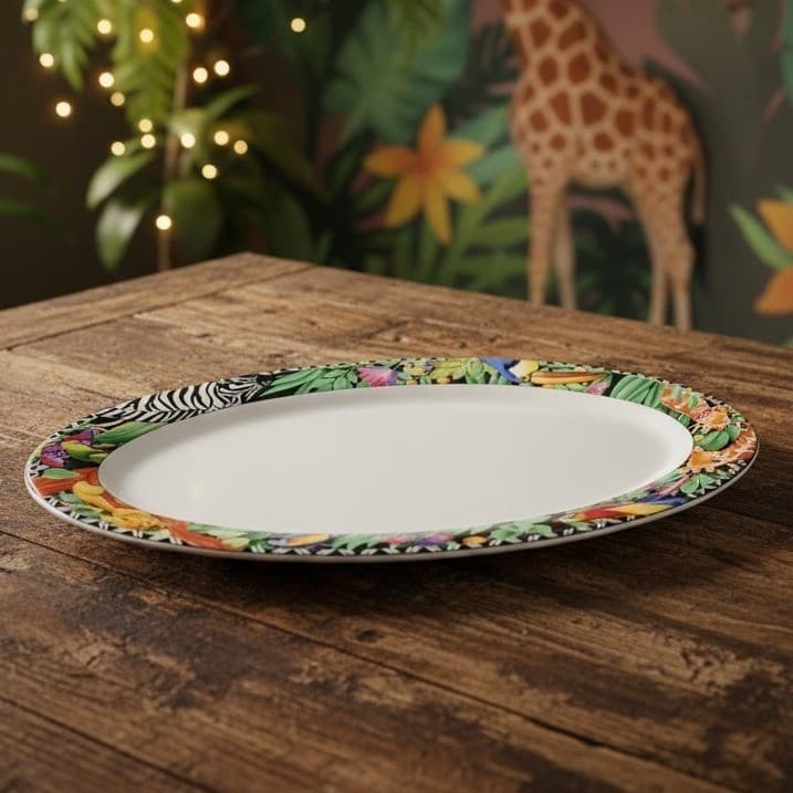 Sakura Ultra Porcelain Oval Platter, Magic Jungle by Sue Zipkin Serving Tray