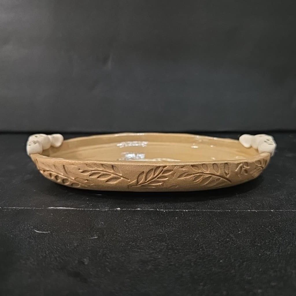 Michoacán Style Mexican Redware Trinket Dish, Vintage Handmade Tray, Centerpiece - Thumbnail 5