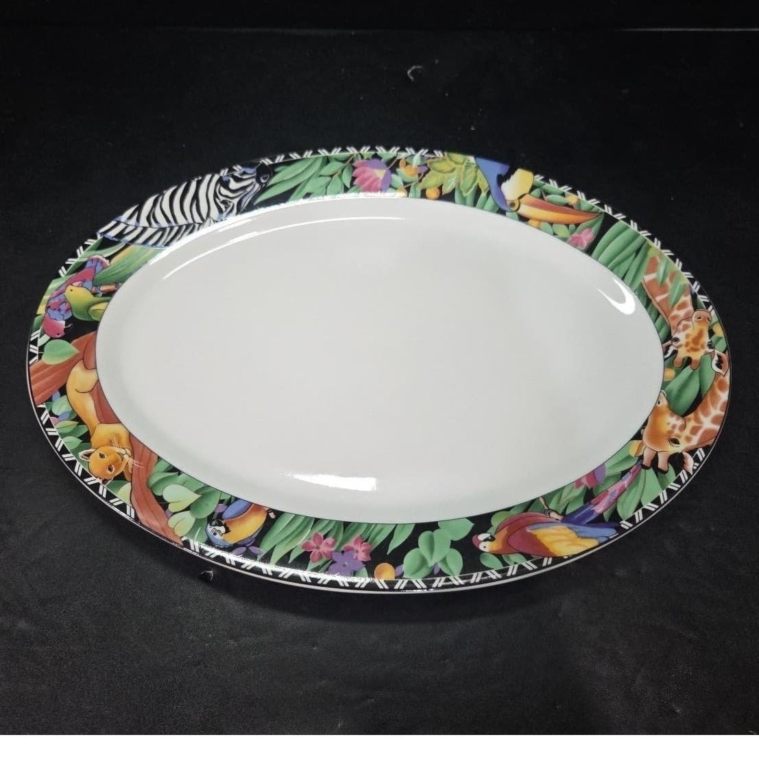Sakura Ultra Porcelain Oval Platter, Magic Jungle by Sue Zipkin Serving Tray - Thumbnail 2