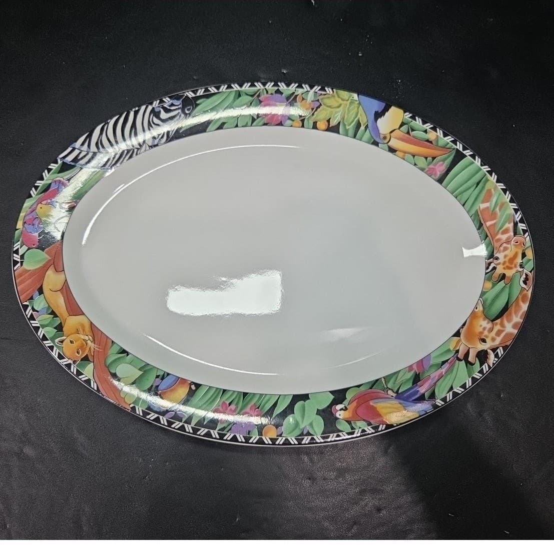 Sakura Ultra Porcelain Oval Platter, Magic Jungle by Sue Zipkin Serving Tray - Thumbnail 3