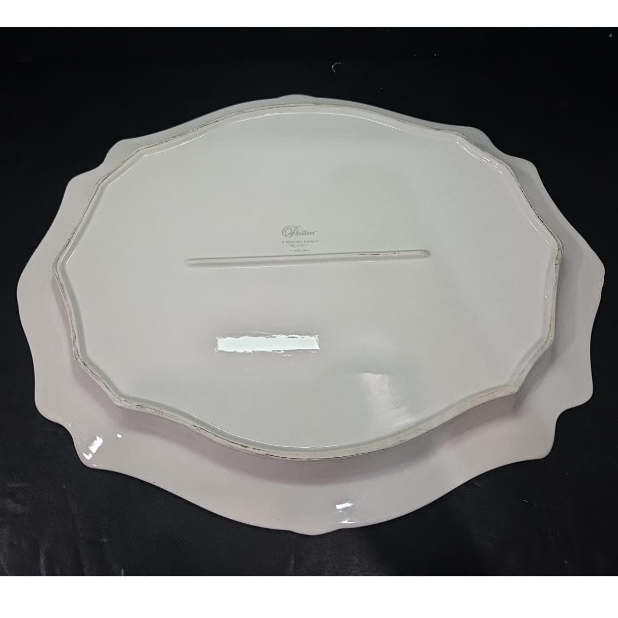 Princess House Pavilion Oval Serving Platter #1216, Vintage Off White Tableware - Thumbnail 3
