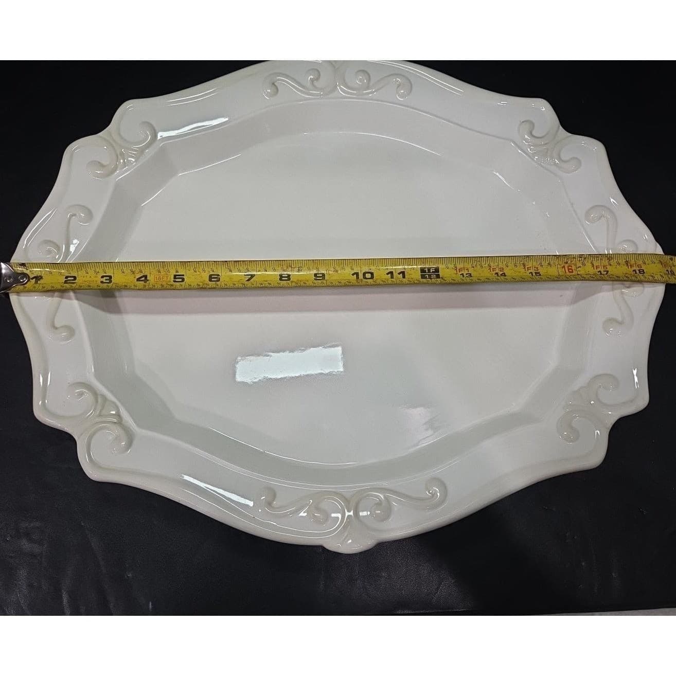 Princess House Pavilion Oval Serving Platter #1216, Vintage Off White Tableware - Thumbnail 4