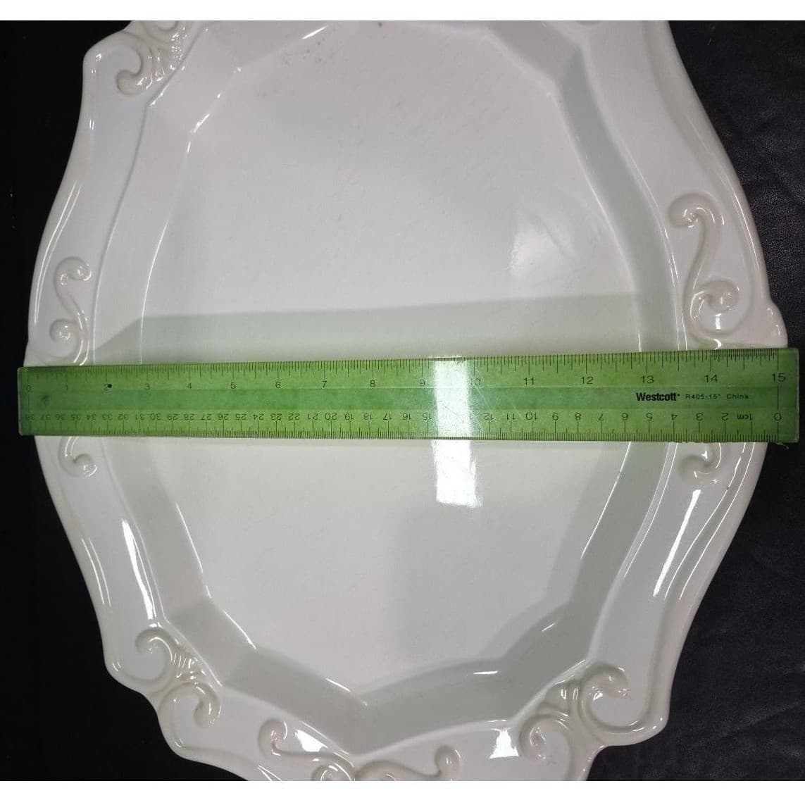Princess House Pavilion Oval Serving Platter #1216, Vintage Off White Tableware - Thumbnail 5