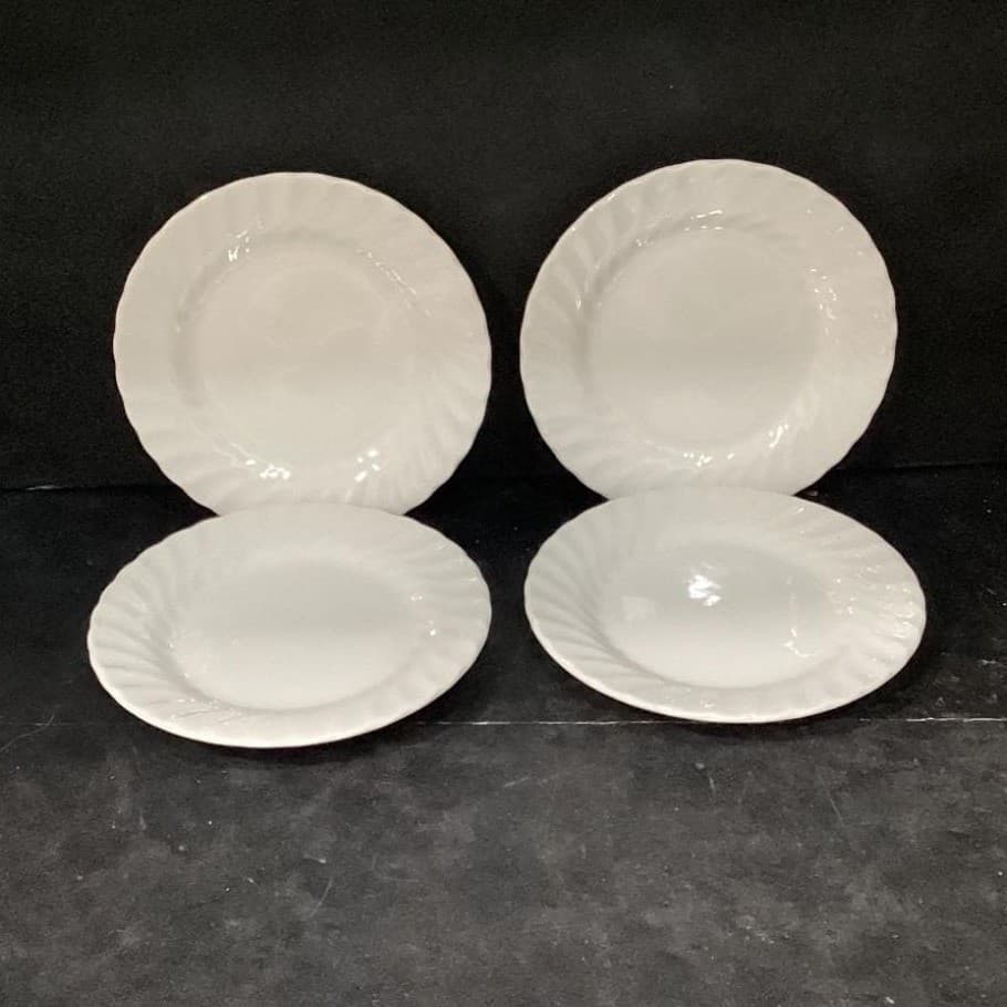 Johnson Bros Regency White Swirl Dessert Plates, Set of 4, Vintage Dinnerware - Thumbnail 2
