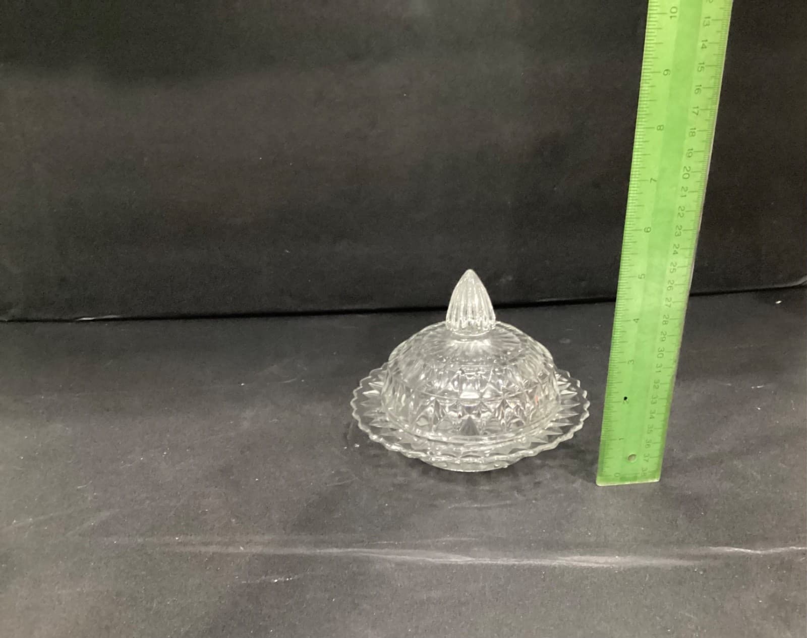 Vintage Jeannette Glass "Windsor Diamond" Pattern Covered Butter Dish -1936-1946 - Thumbnail 6