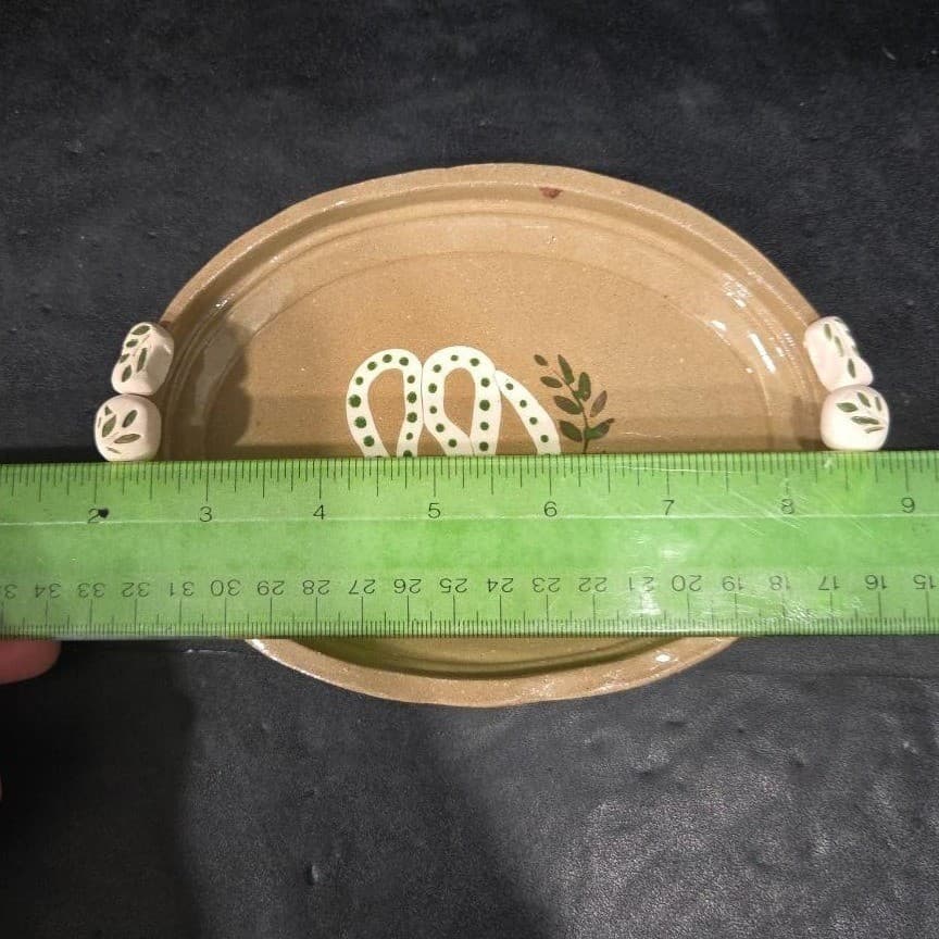 Michoacán Style Mexican Redware Trinket Dish, Vintage Handmade Tray, Centerpiece - Thumbnail 9