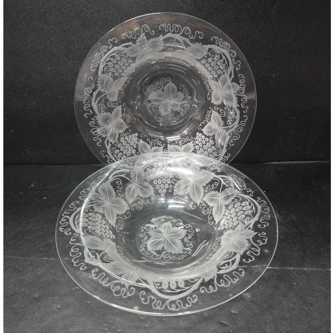 Blown Glass Grapes & Leaves Serving Bowls, Set of 2, Frosted Chablis Pattern - Thumbnail 6