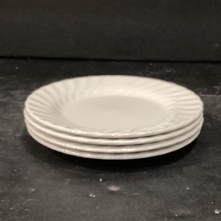 Johnson Bros Regency White Swirl Dessert Plates, Set of 4, Vintage Dinnerware - Thumbnail 7