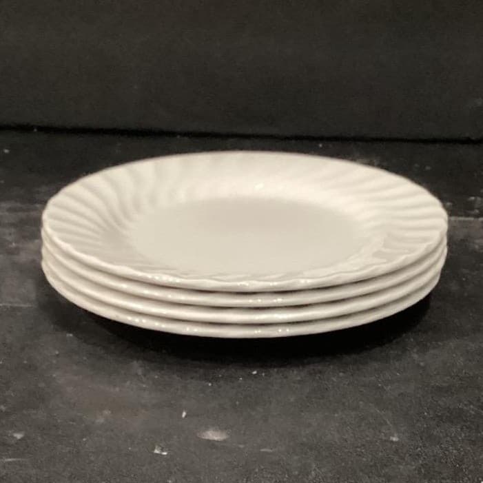 Johnson Bros Regency White Swirl Dessert Plates, Set of 4, Vintage Dinnerware - Thumbnail 6