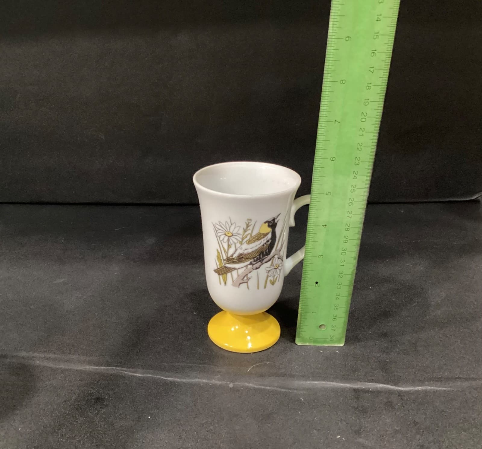 Vintage 1960's Fred Roberts Song Bird 2 Pedestal Irish Coffee Mugs Cups Japan - Thumbnail 5