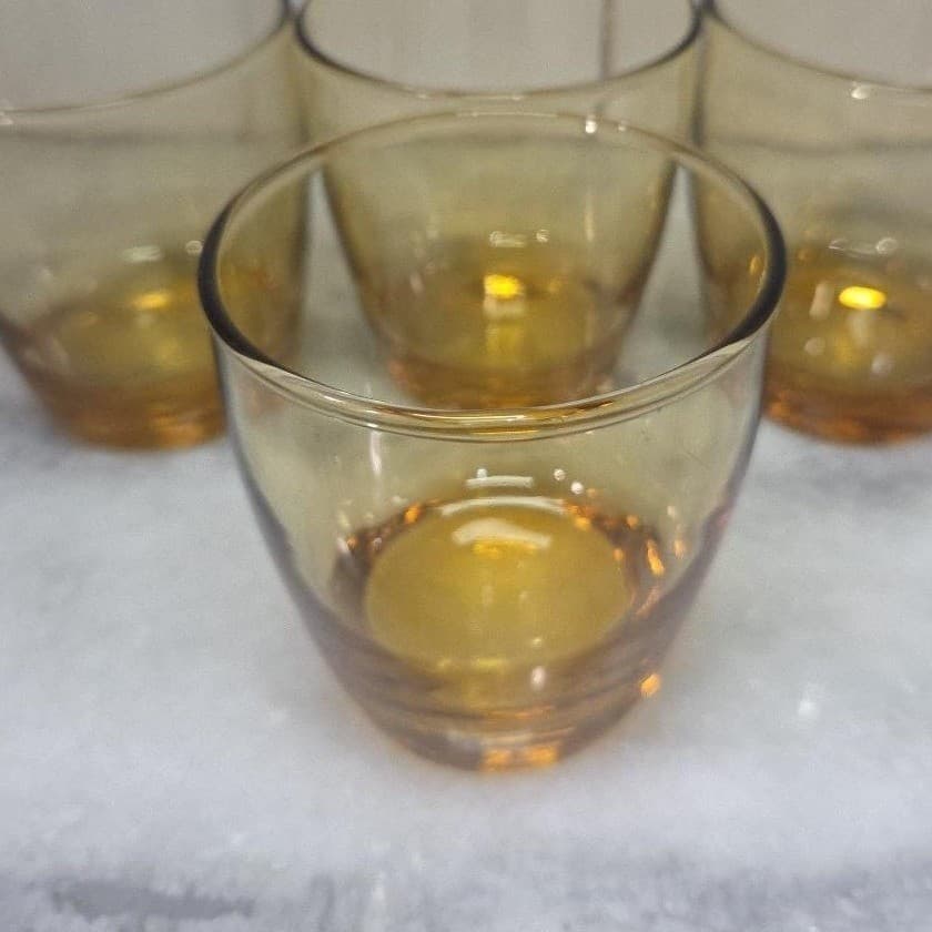 Amber Gradient Tumblers, Set of 4, Orange Yellow Brown Vintage Glasses Drinkware - Thumbnail 6