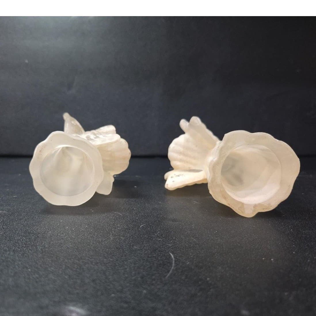 Frosted Glass Angel Candleholders, Set of 2, Vtg Candlestick Holders, Sculptures - Thumbnail 9