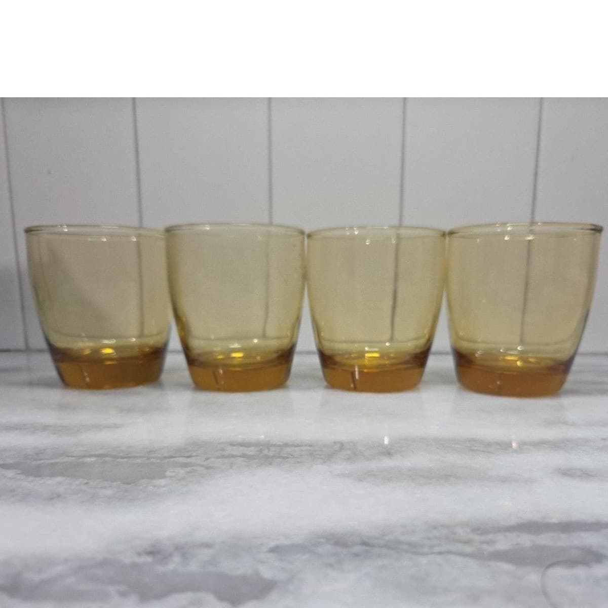 Amber Gradient Tumblers, Set of 4, Orange Yellow Brown Vintage Glasses Drinkware - Thumbnail 3
