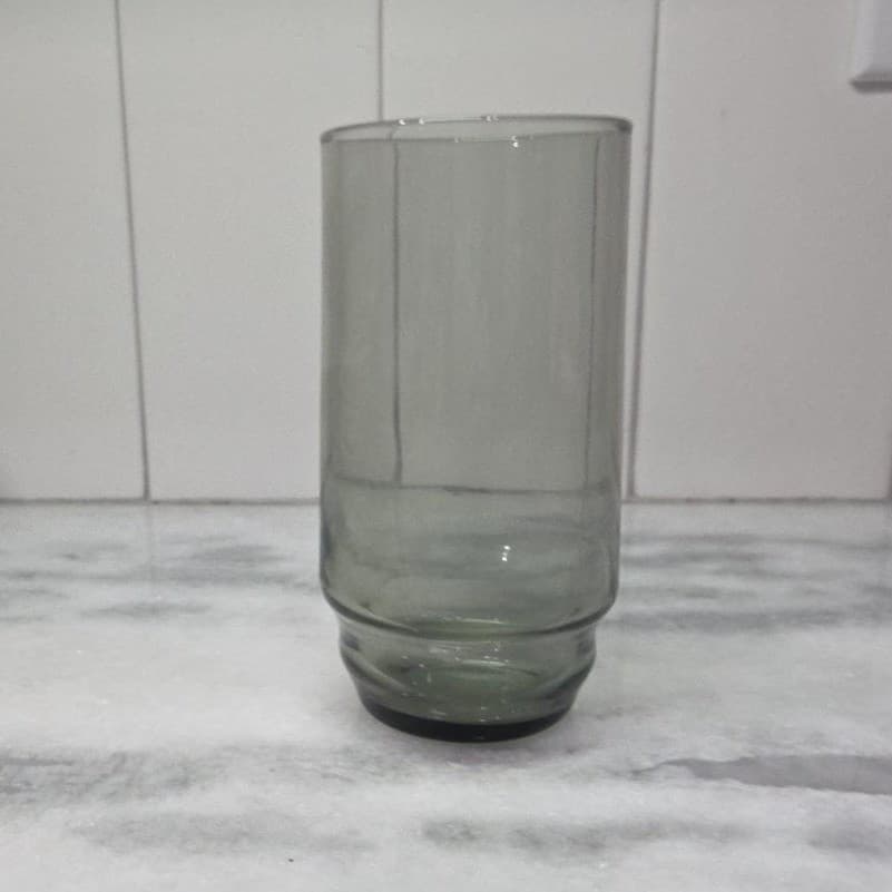 Smoke Gray Stackable Glass Tumbler, Vintage Everyday Drinkware, Glassware - Thumbnail 3