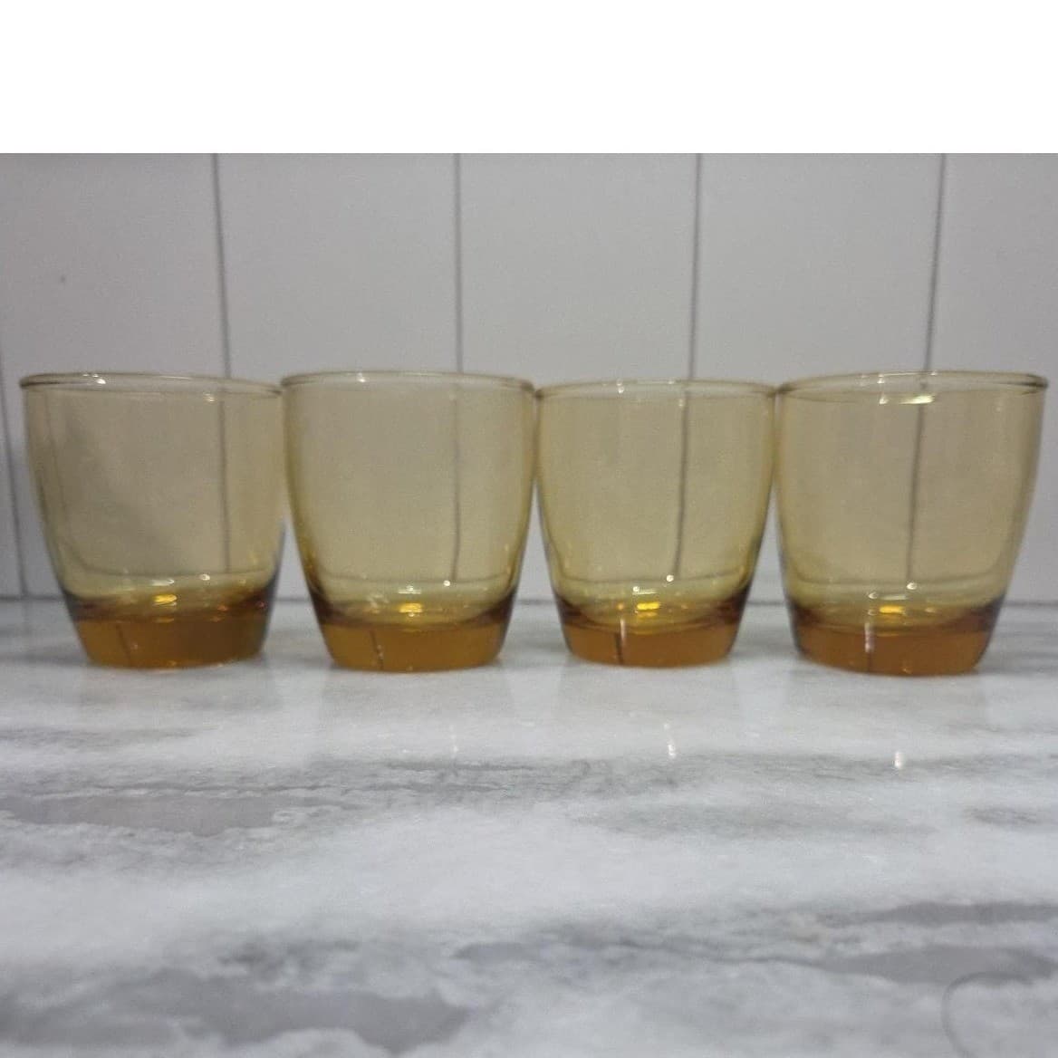 Amber Gradient Tumblers, Set of 4, Orange Yellow Brown Vintage Glasses Drinkware - Thumbnail 2