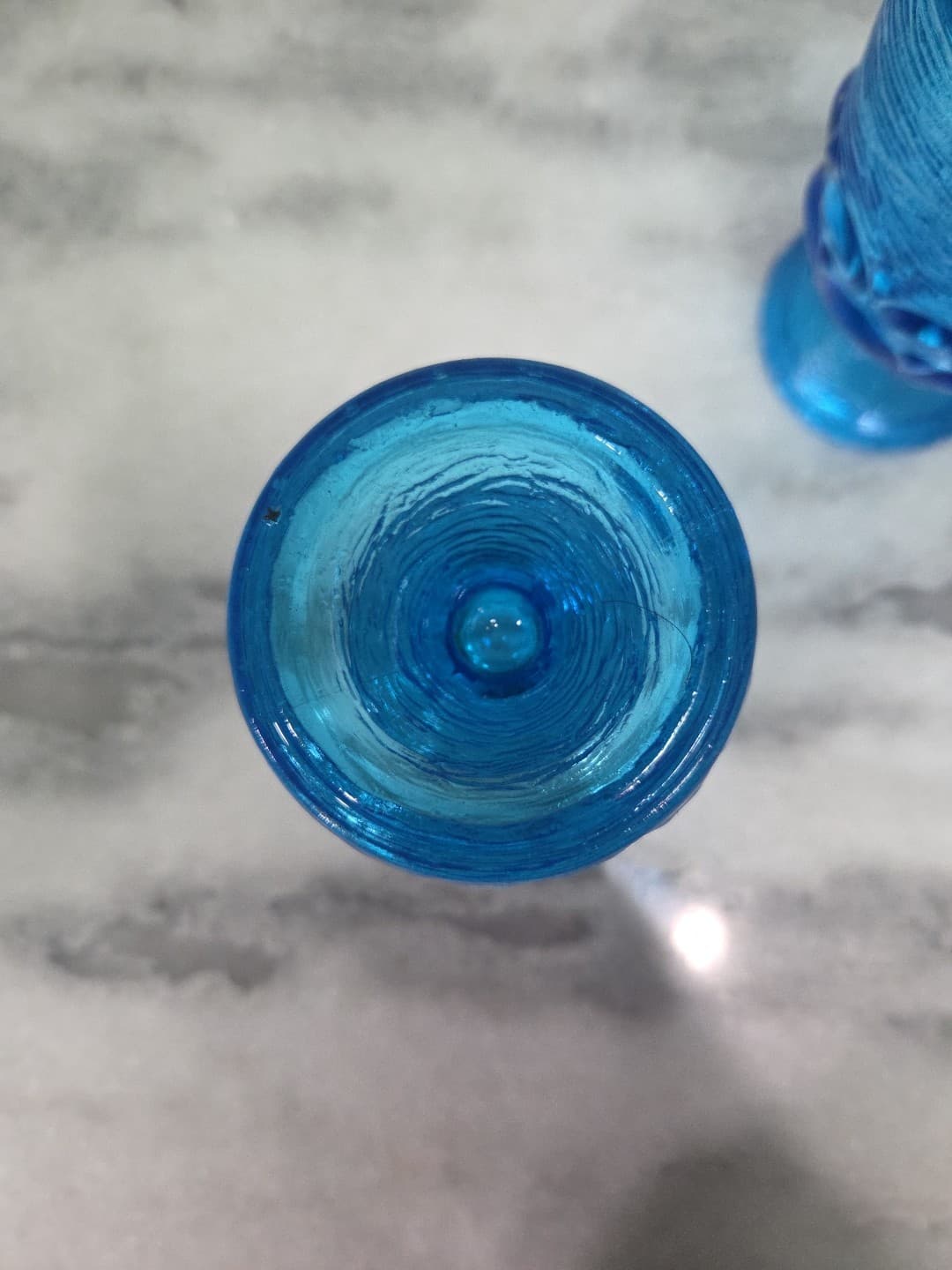 Brockway Glass Co Wine Goblets, Set of 2, Monterey Blue Footed Goblets, Textured - Thumbnail 7