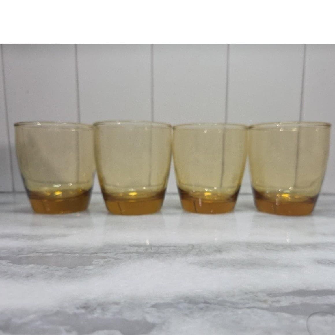 Amber Gradient Tumblers, Set of 4, Orange Yellow Brown Vintage Glasses Drinkware - Thumbnail 4