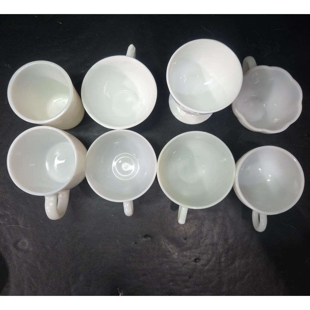 Anchor Hocking Fire King Milk Glass Coffee Cups, Set of 8, Vintage Kitchenware - Thumbnail 6