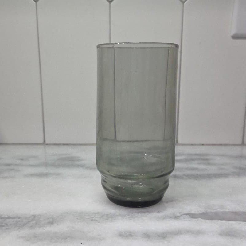 Smoke Gray Stackable Glass Tumbler, Vintage Everyday Drinkware, Glassware - Thumbnail 5