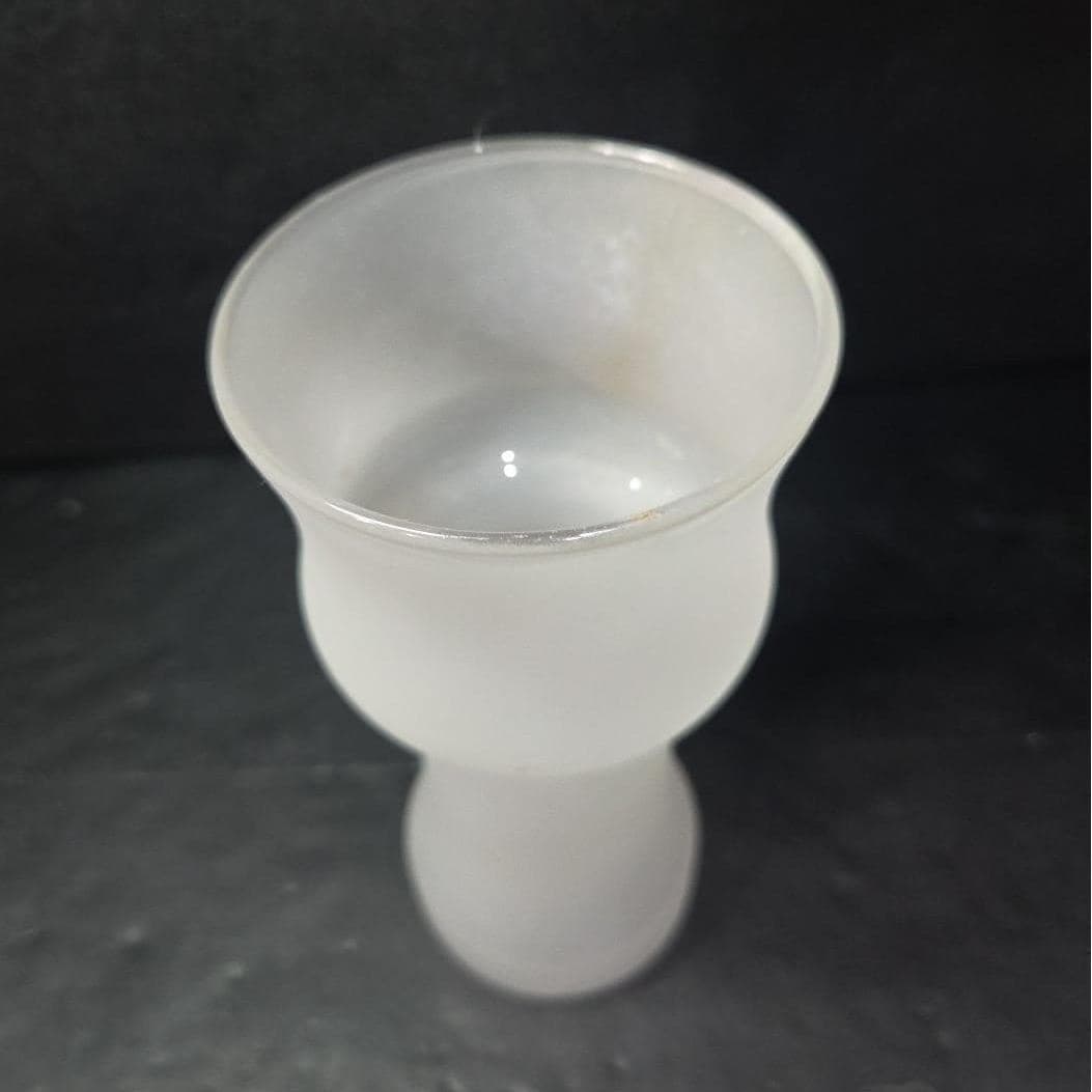 Frosted Glass Minimalist Vase, Vintage Mid Century Modern Glassware, Centerpiece - Thumbnail 6