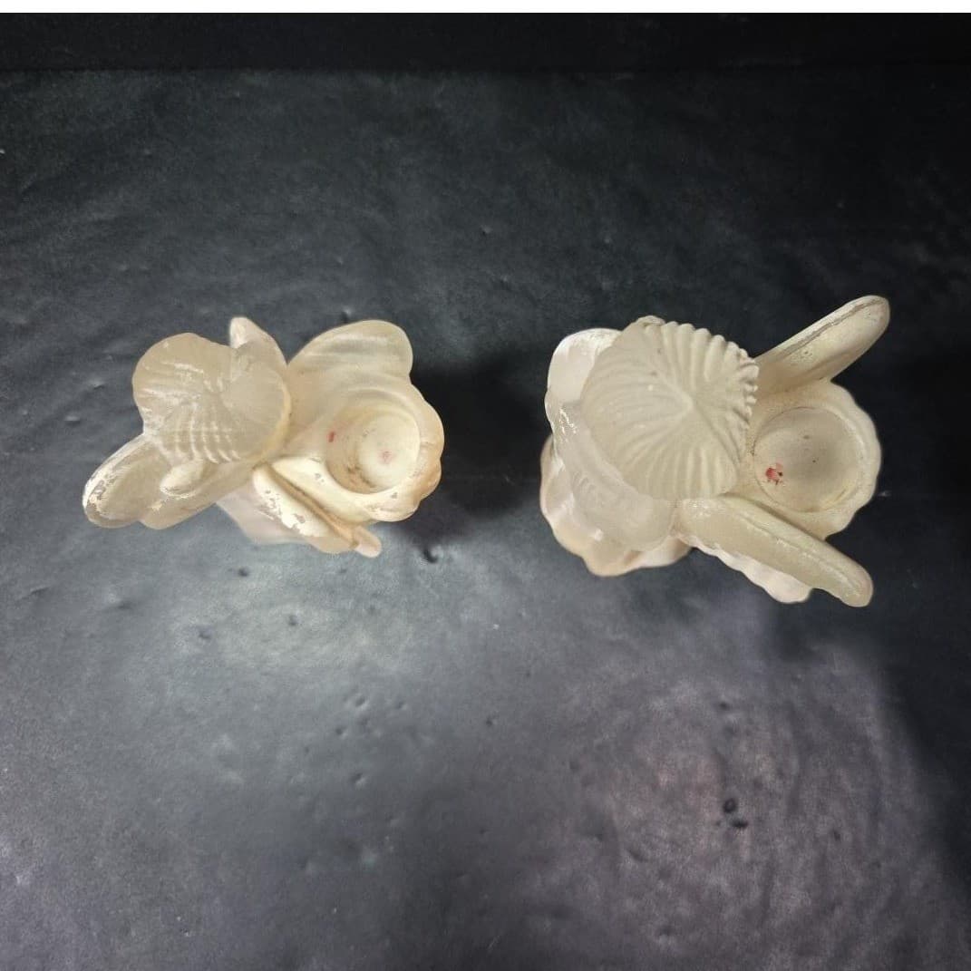Frosted Glass Angel Candleholders, Set of 2, Vtg Candlestick Holders, Sculptures - Thumbnail 8
