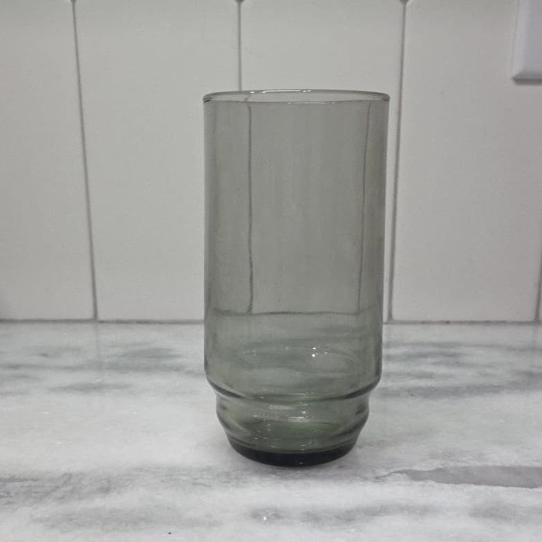 Smoke Gray Stackable Glass Tumbler, Vintage Everyday Drinkware, Glassware - Thumbnail 2