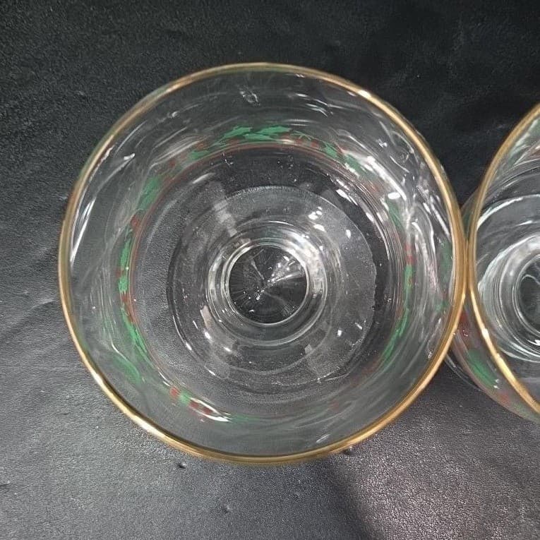 Libbey Christmas Dessert Glasses, Set of 2, Vintage Holly & Berries Design - Thumbnail 7