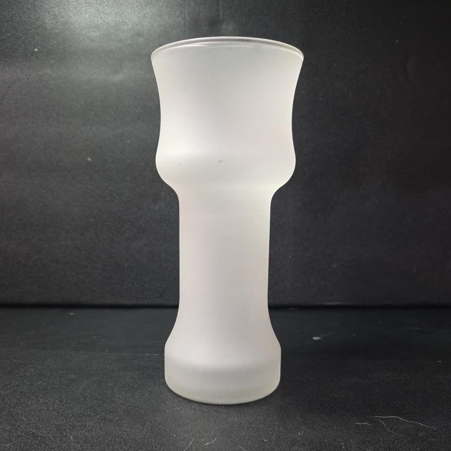 Frosted Glass Minimalist Vase, Vintage Mid Century Modern Glassware, Centerpiece - Thumbnail 2