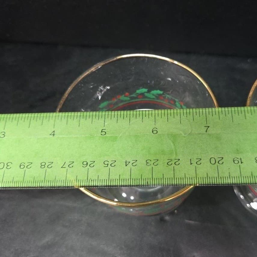 Libbey Christmas Dessert Glasses, Set of 2, Vintage Holly & Berries Design - Thumbnail 10