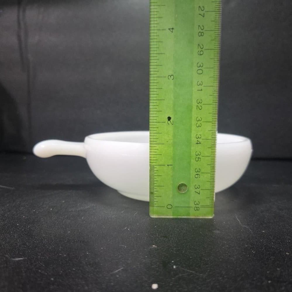 Glasbake Milk Glass Handled Lug Bowls, Set of 2, Vintage Chili Dish, Replacement - Thumbnail 7