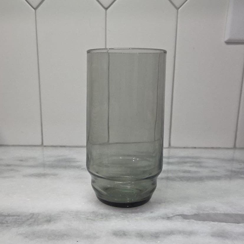 Smoke Gray Stackable Glass Tumbler, Vintage Everyday Drinkware, Glassware - Thumbnail 4