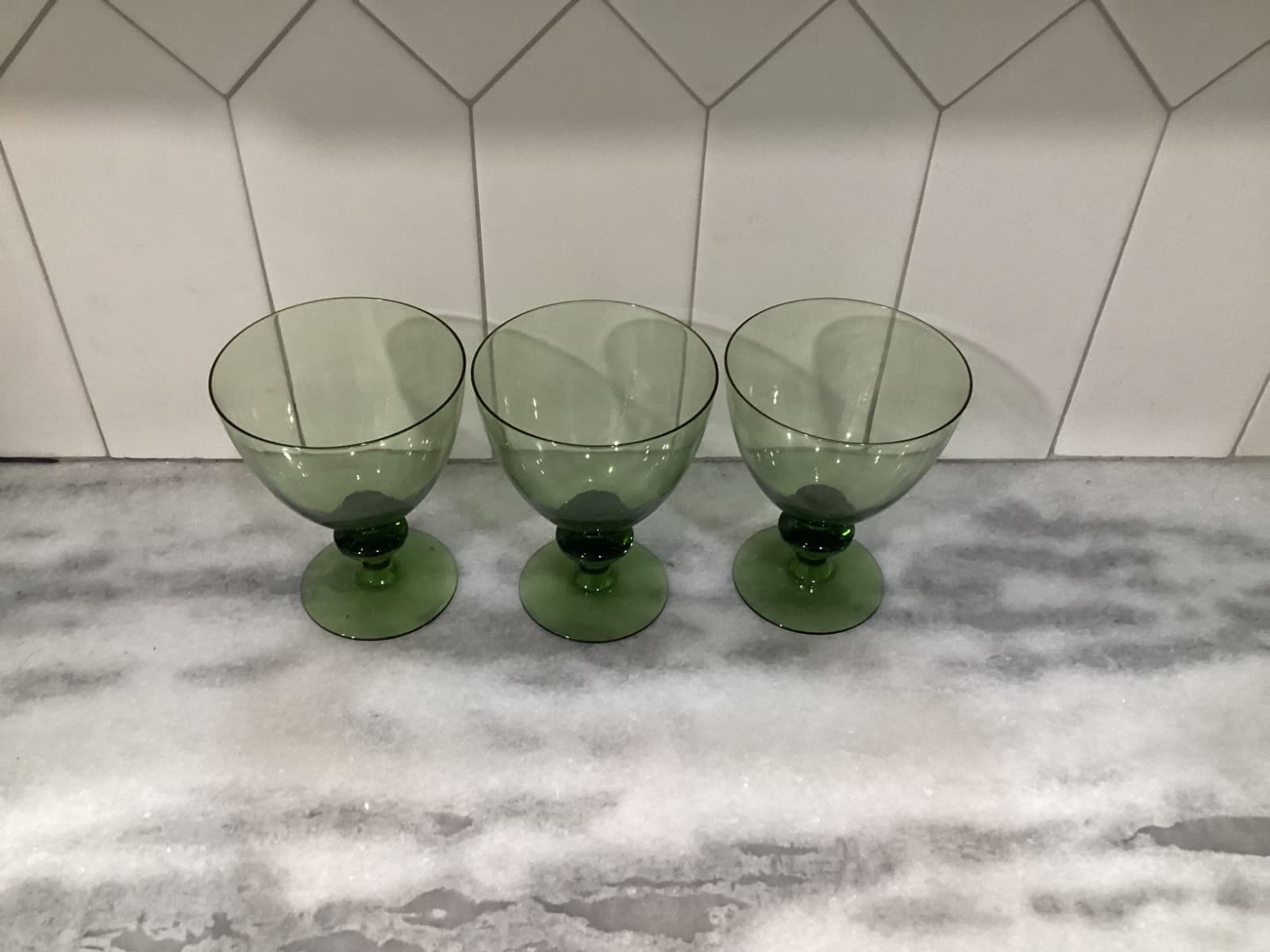 Orrefors Hand Blown Crystal Green Water Goblets MCM Barware Made In Sweden (3) - Thumbnail 2